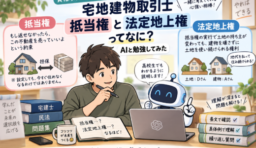 【宅地建物取引士】抵当権と法定地上権ってなに？AIと勉強してみた→”○○○でもわかるように”がポイント！～資格取得勉強シリーズ～